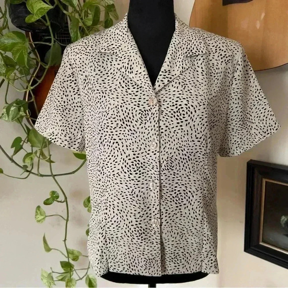 90s Vtg Briggs Patterned Button Blouse - Size 10P - Picture 1 of 10